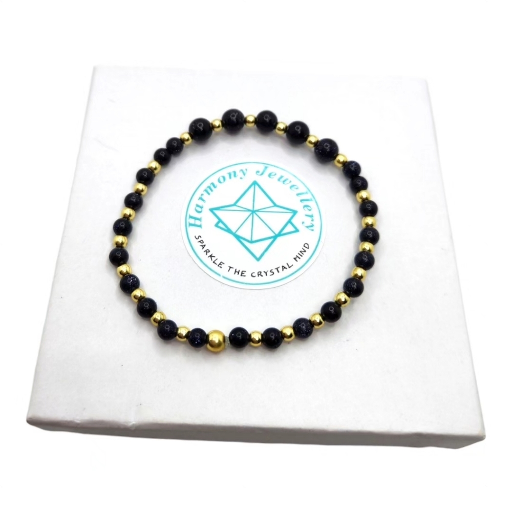 Blue Goldstone, Golden Hematite bracelet 4 mm